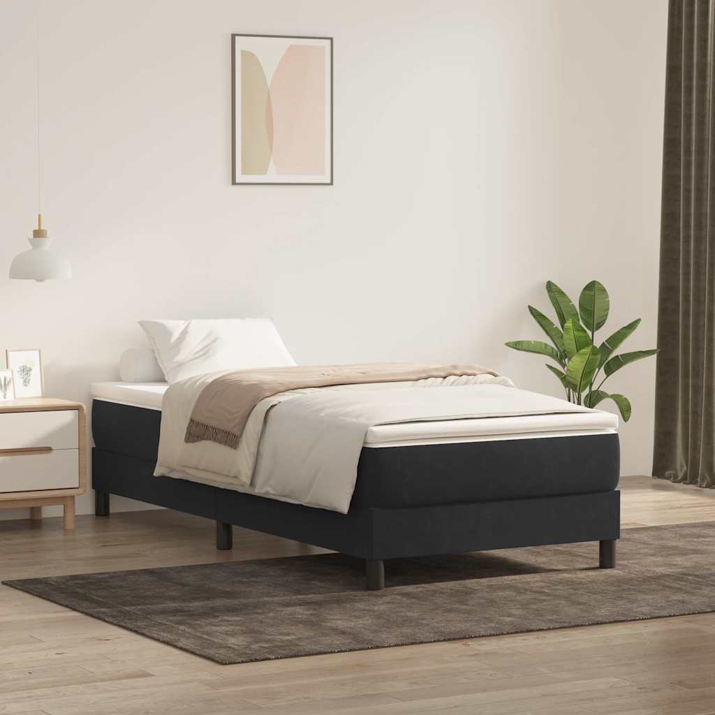 Boxspring zonder matras fluweel zwart 90x220 cm is nu te koop bij PeponiXL, paradijselijk wonen!