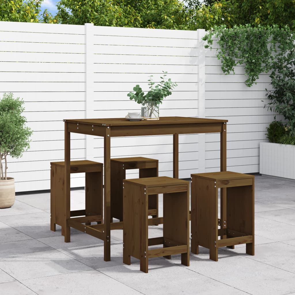 5-delige Tuinbarset massief grenenhout honingbruin is nu te koop bij PeponiXL, paradijselijk wonen!