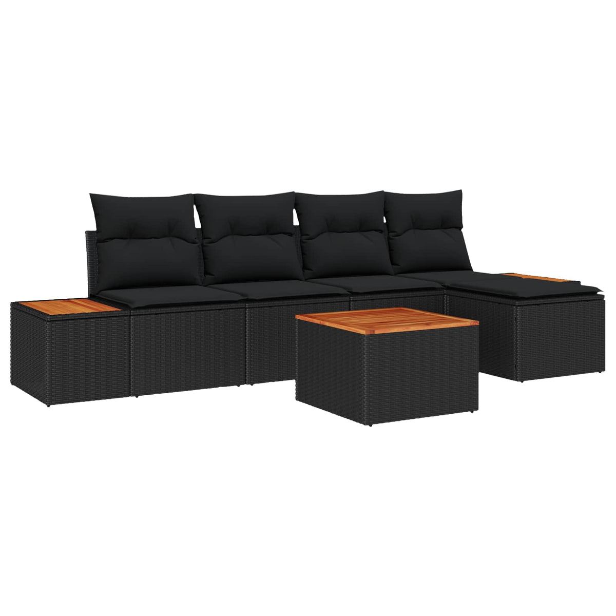 Tuinbankenset met kussen 6 pcs Zwart Poly riet is nu te koop bij PeponiXL, paradijselijk wonen!