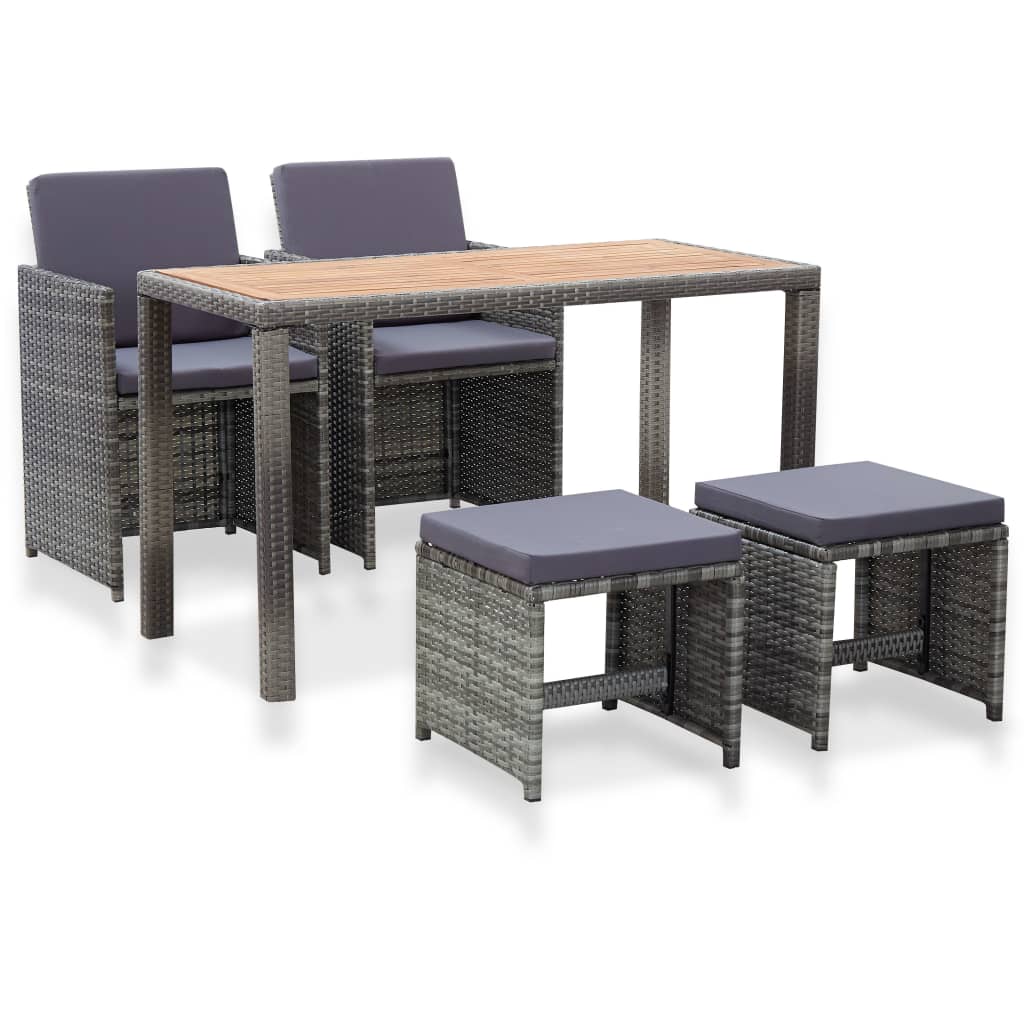 5-delige Tuinset poly rattan en acaciahout antraciet is nu te koop bij PeponiXL, paradijselijk wonen!