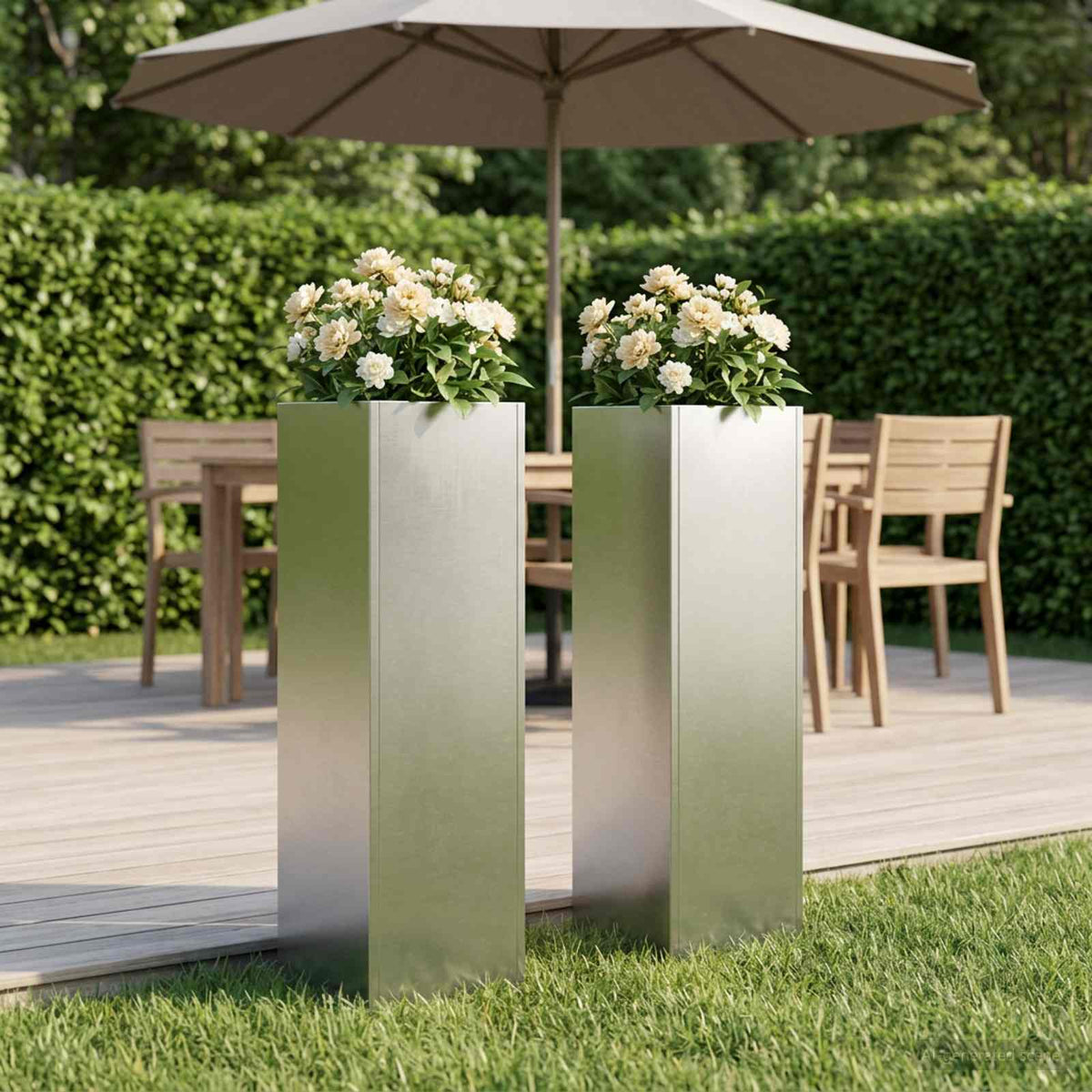 Plantenbak 2 st zilver 20 x 20 x 75 cm Roestvrij staal is nu te koop bij PeponiXL, paradijselijk wonen!