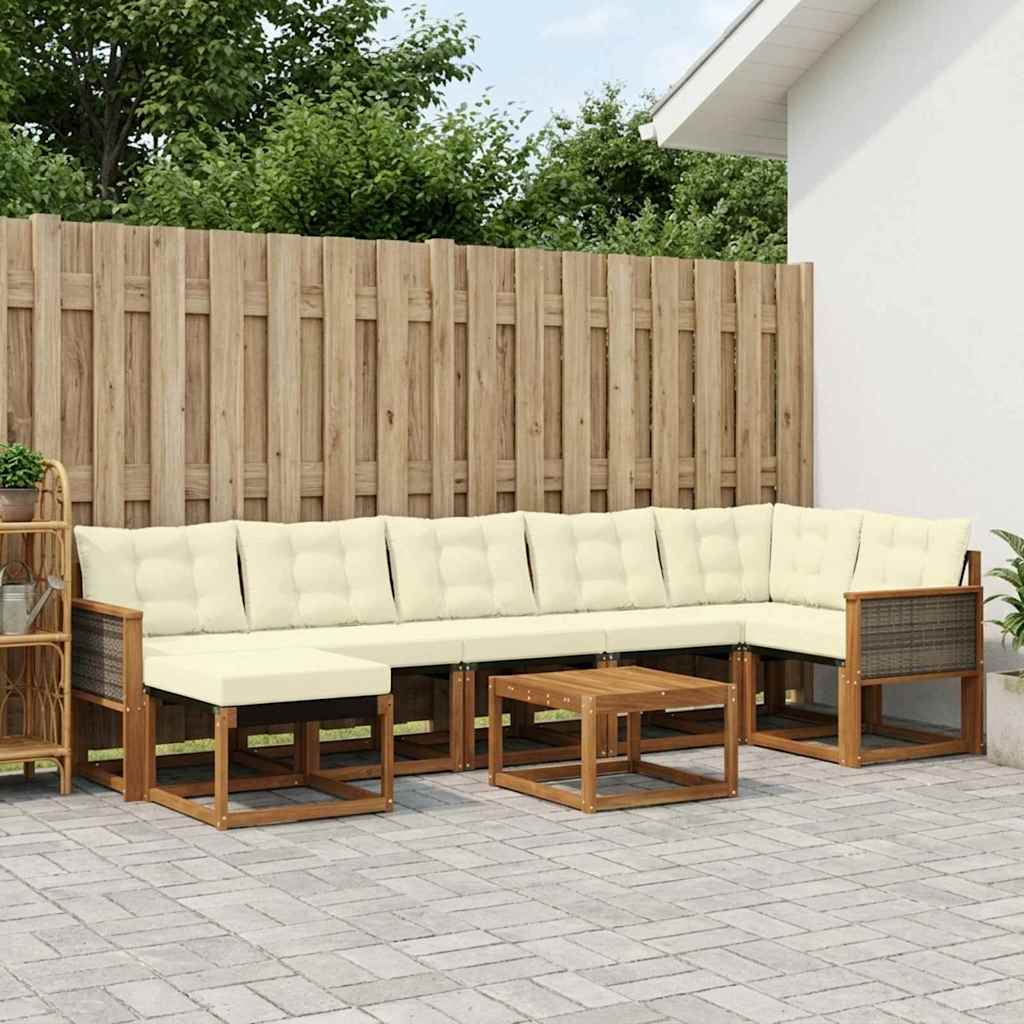 Buiten bankenset met kussen 8 pcs Natuurlijk en Crème is nu te koop bij PeponiXL, paradijselijk wonen!