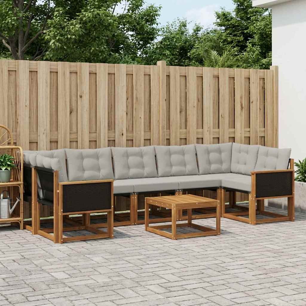 Buiten bankenset met kussen 8 pcs Naturel en lichtgrijs is nu te koop bij PeponiXL, paradijselijk wonen!