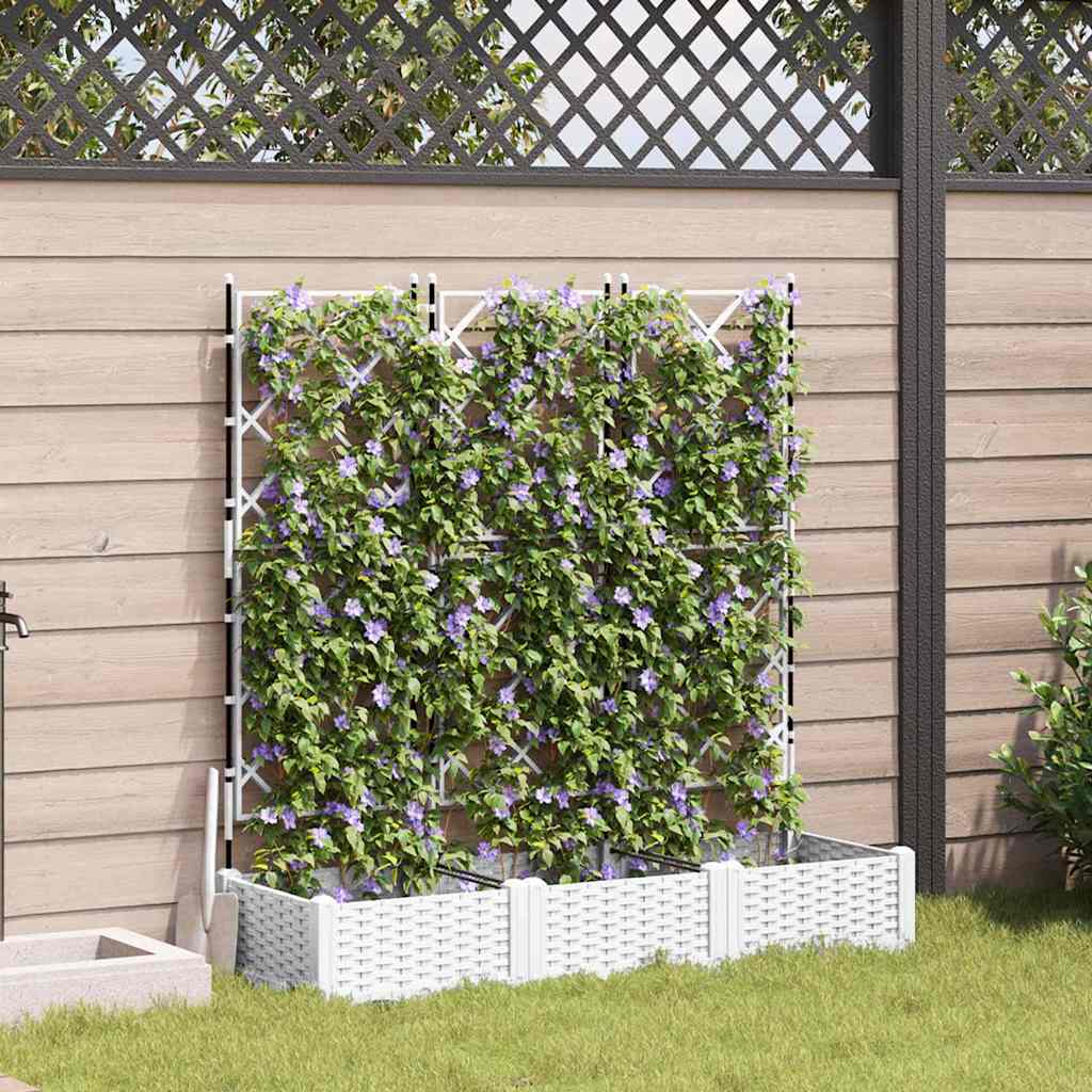 Tuin Bloempot 3 pcs Wit 120 x 40 x 125,5 cm Kunststof is nu te koop bij PeponiXL, paradijselijk wonen!
