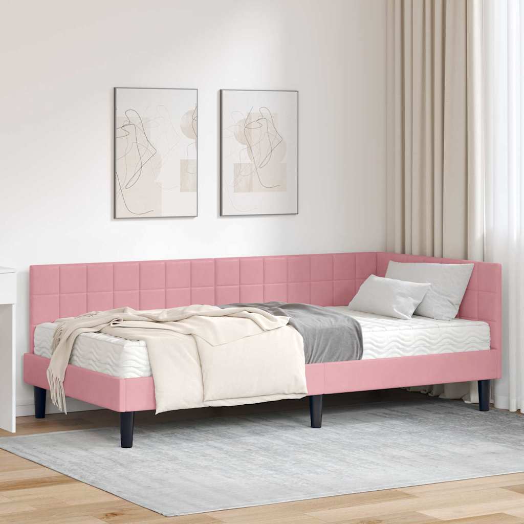 Hoekbedframe met Matras met hoofdeinde 2 pcs Grijs Fluweel is nu te koop bij PeponiXL, paradijselijk wonen!