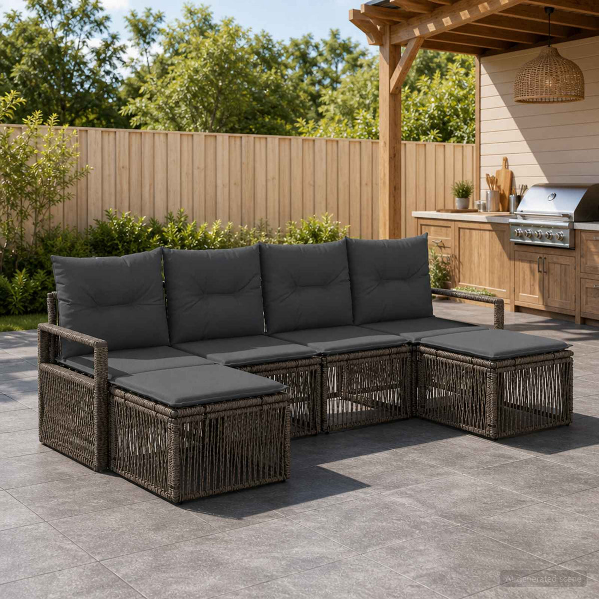 Tuinbankenset 6 pcs Grijs poly rattan is nu te koop bij PeponiXL, paradijselijk wonen!