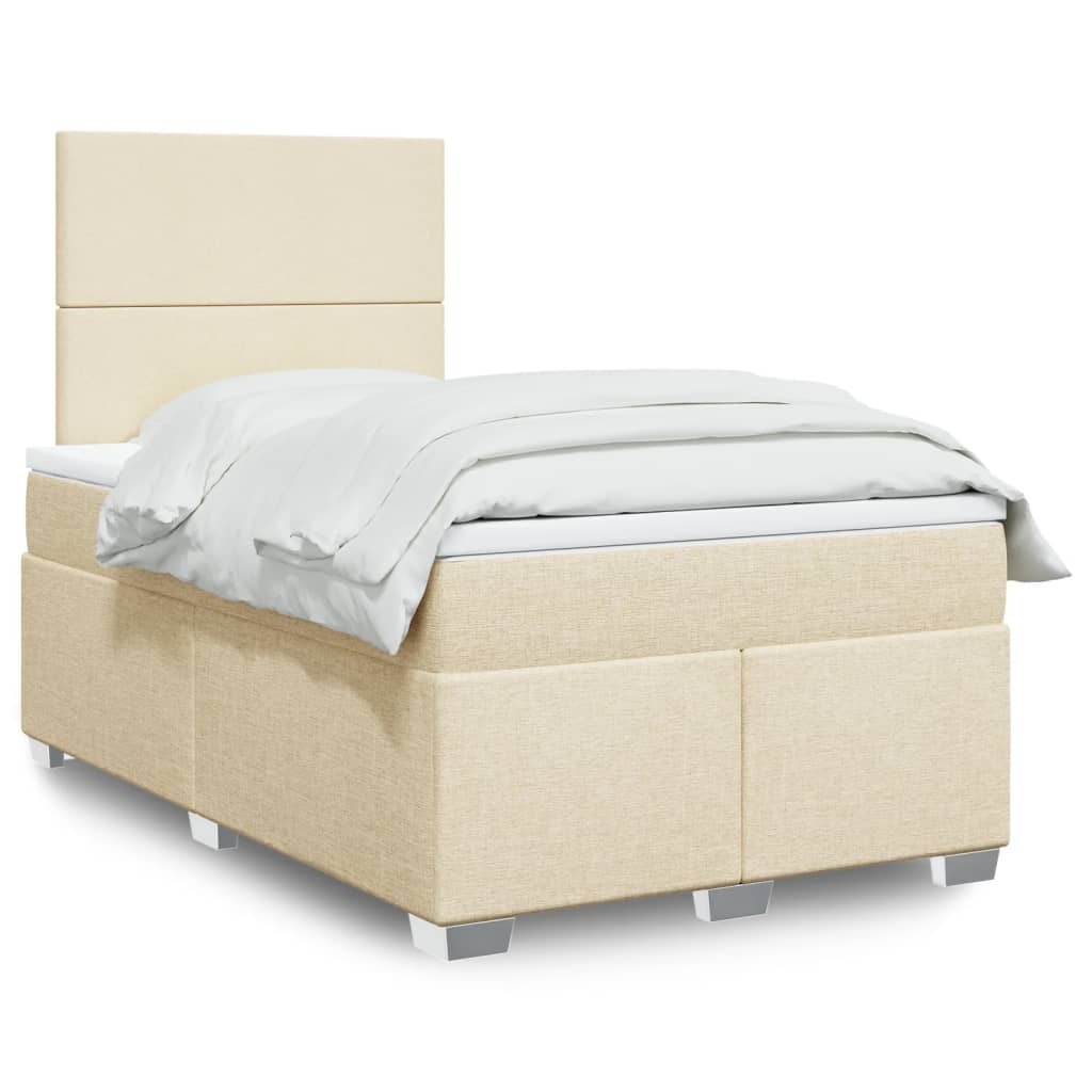 Boxspring met matras stof crèmekleurig 120x200 cm is nu te koop bij PeponiXL, paradijselijk wonen!