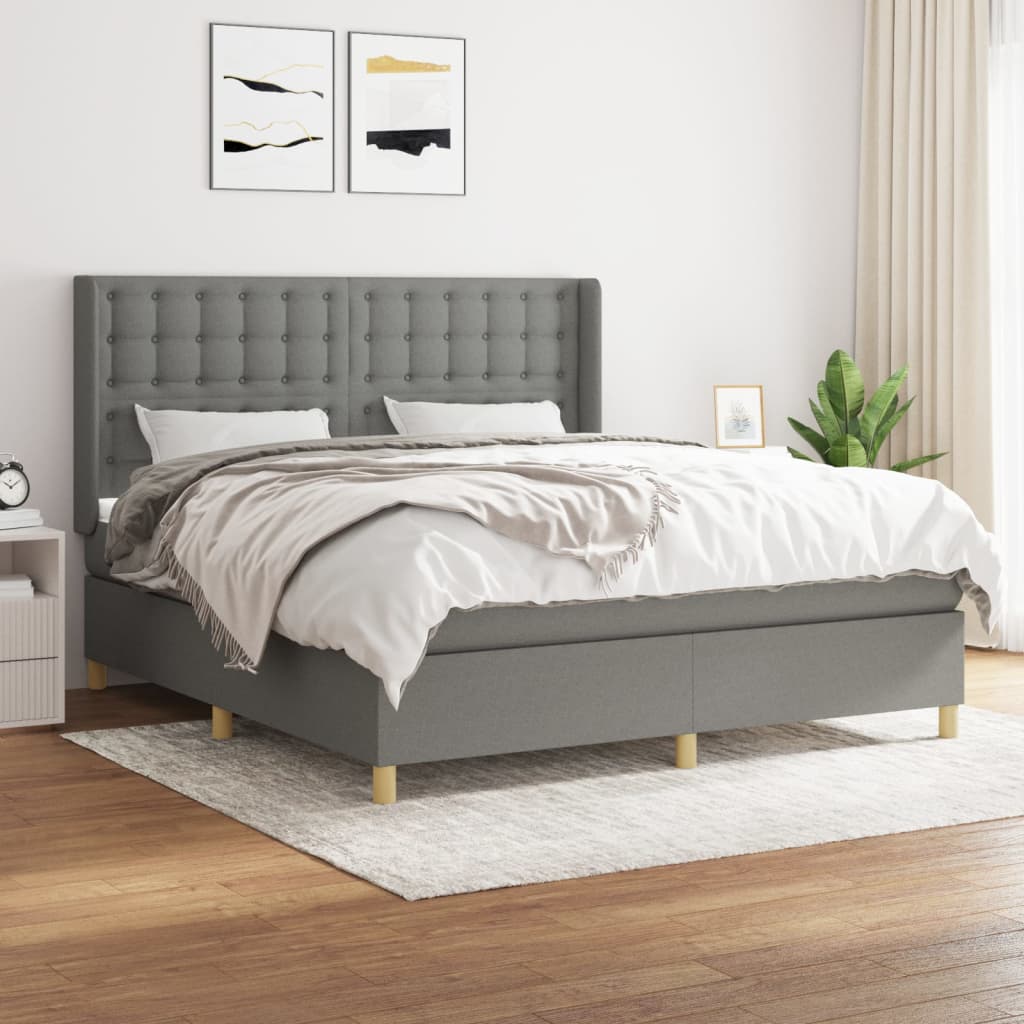 Boxspring met matras stof donkergrijs 160x200 cm is nu te koop bij PeponiXL, paradijselijk wonen!