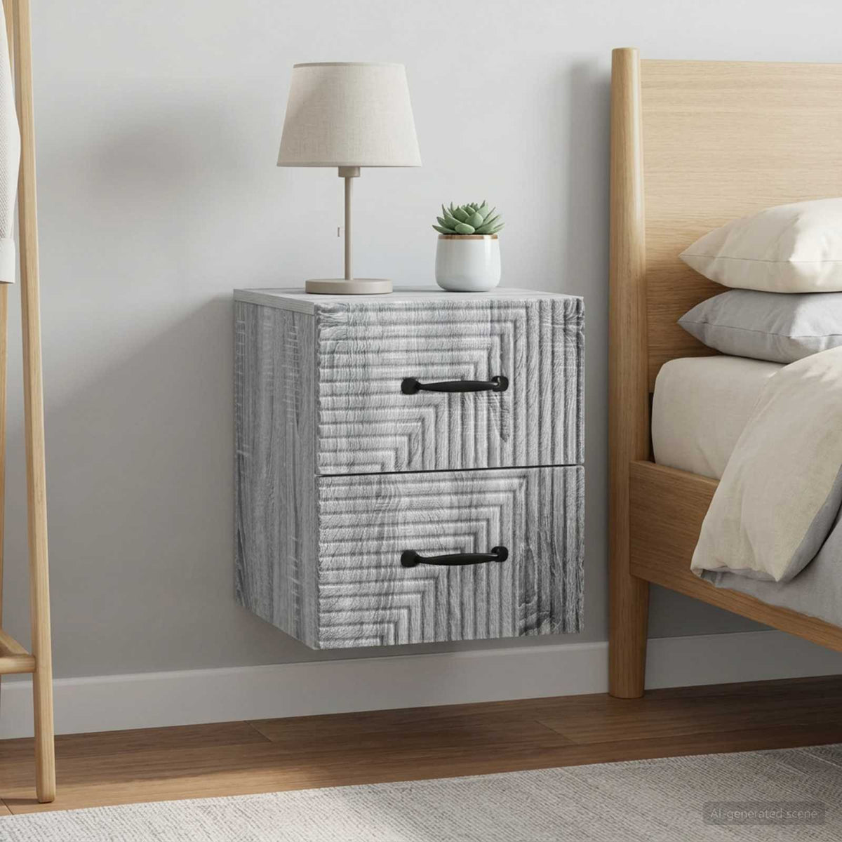 Wandbeugel Bedkast 2 pcs Grijs sonoma 34,5 x 33 x 40 cm is nu te koop bij PeponiXL, paradijselijk wonen!