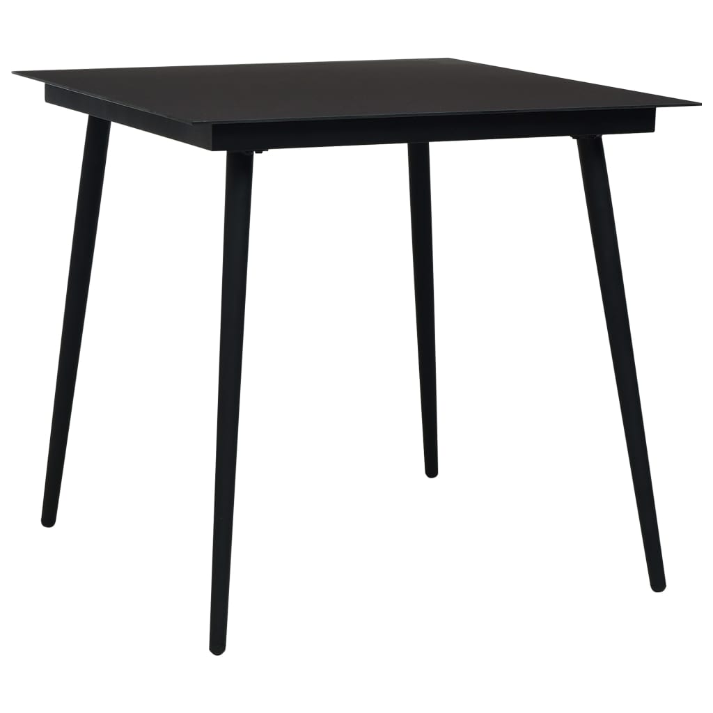 Tuintafel 80x80x74 cm staal en glas zwart is nu te koop bij PeponiXL, paradijselijk wonen!