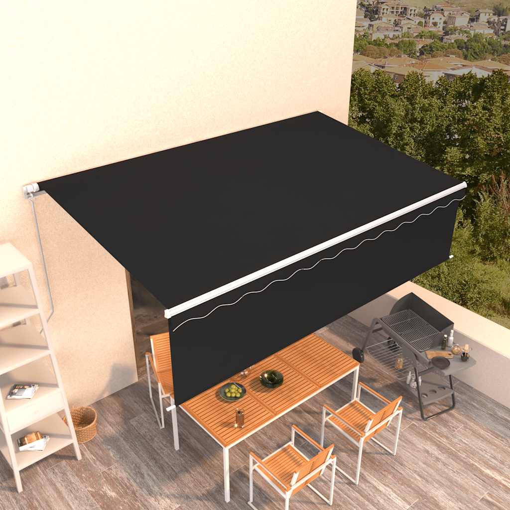 Luifel handmatig uittrekbaar met rolgordijn 5x3 m antraciet is nu te koop bij PeponiXL, paradijselijk wonen!