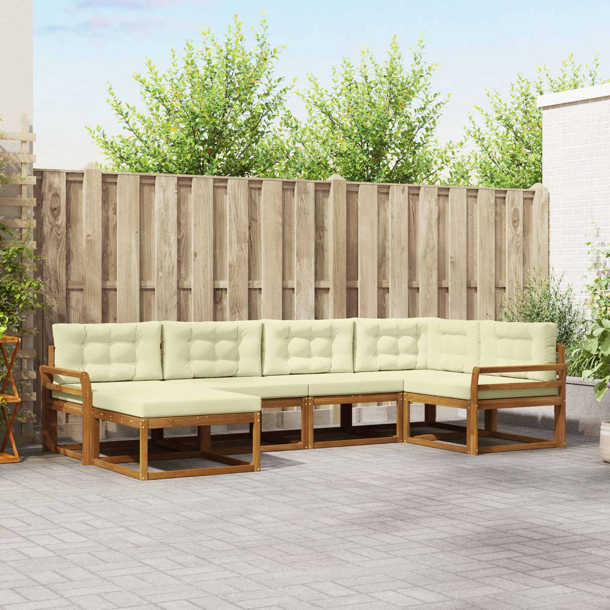 Buiten bankenset met kussen 6 pcs Natuurlijk en Crème is nu te koop bij PeponiXL, paradijselijk wonen!