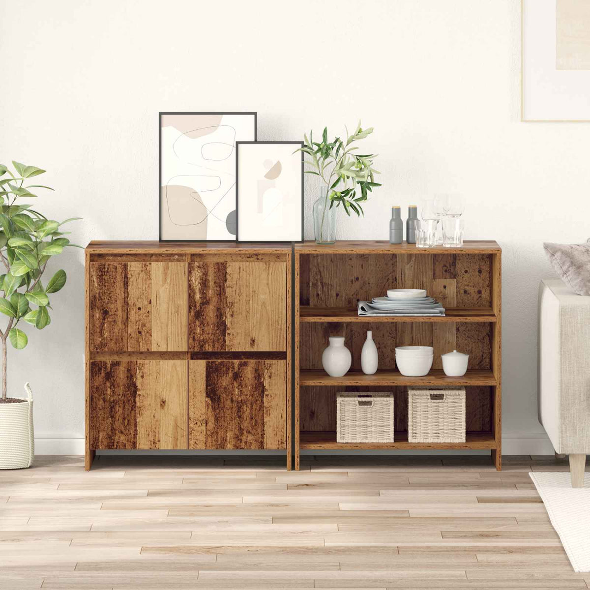 Dressoir 2 pcs Oudhout 70 x 41 x 75 cm Bewerkt hout is nu te koop bij PeponiXL, paradijselijk wonen!