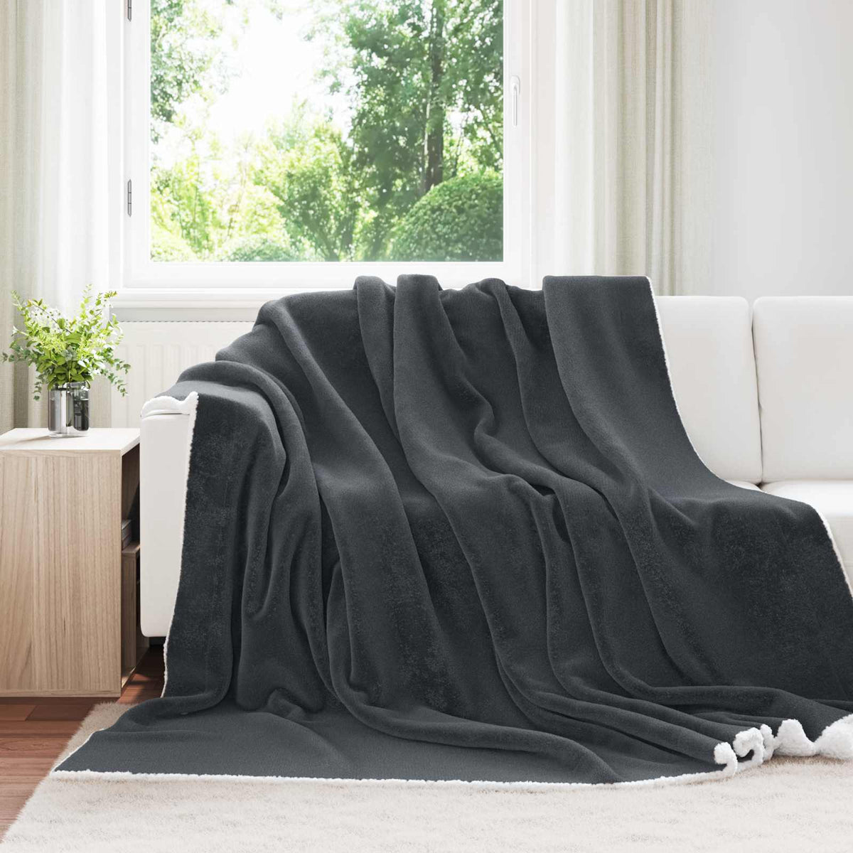 Gooi Deken Donkergrijs 220 x 240 cm Fleece is nu te koop bij PeponiXL, paradijselijk wonen!
