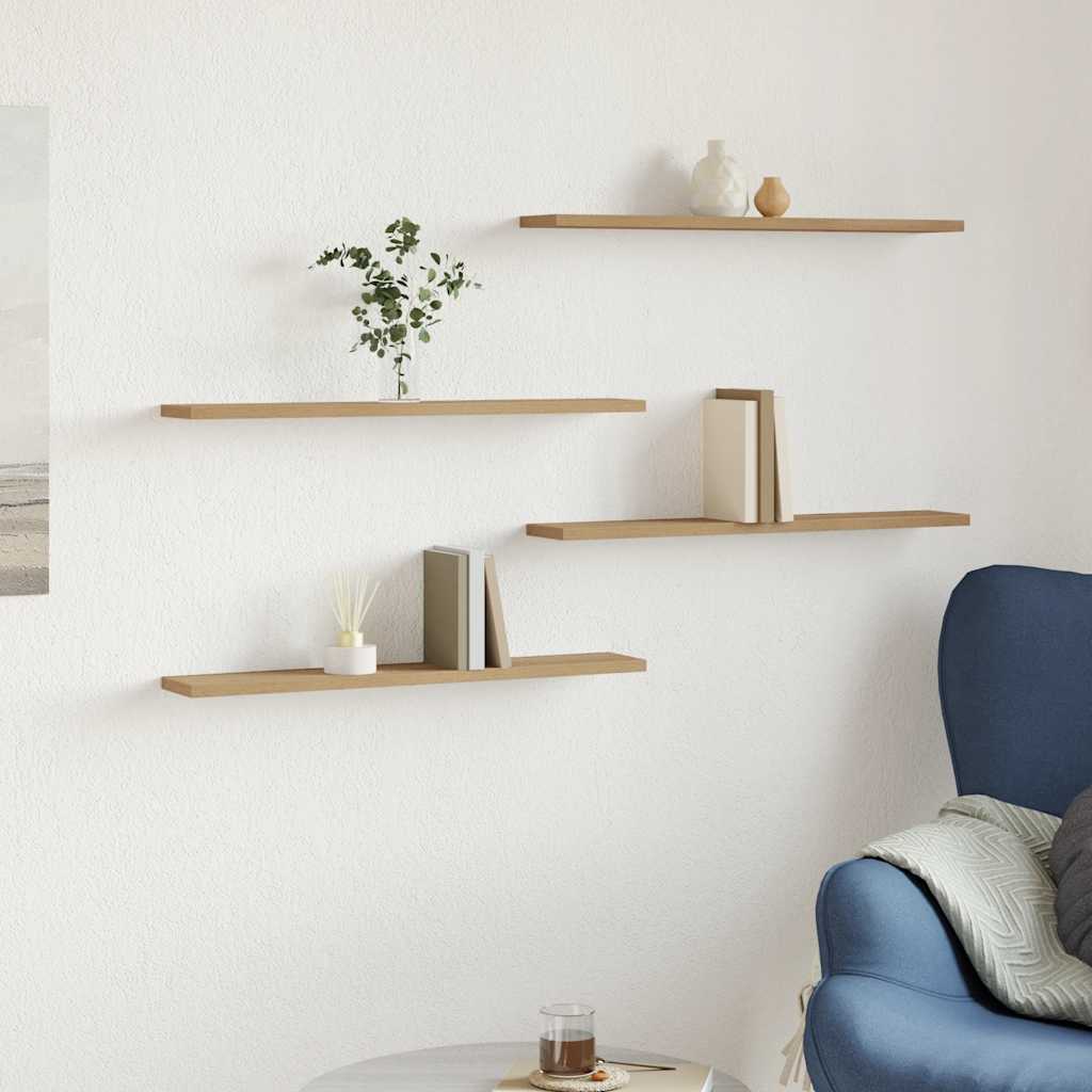 Wandschappen 4 st 60x20x1,5 cm bewerkt hout artisanaal eiken is nu te koop bij PeponiXL, paradijselijk wonen!