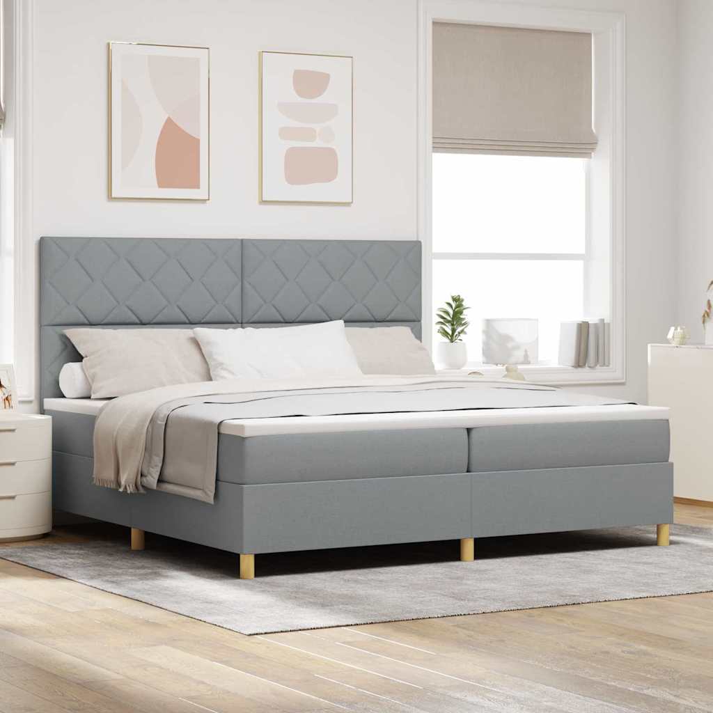 Boxspringbed met matras Lichtgrijs 200 x 200 cm Stof is nu te koop bij PeponiXL, paradijselijk wonen!