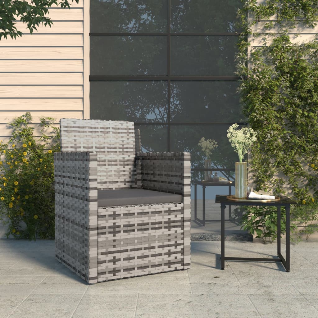Tuinstoel met kussens poly rattan grijs is nu te koop bij PeponiXL, paradijselijk wonen!