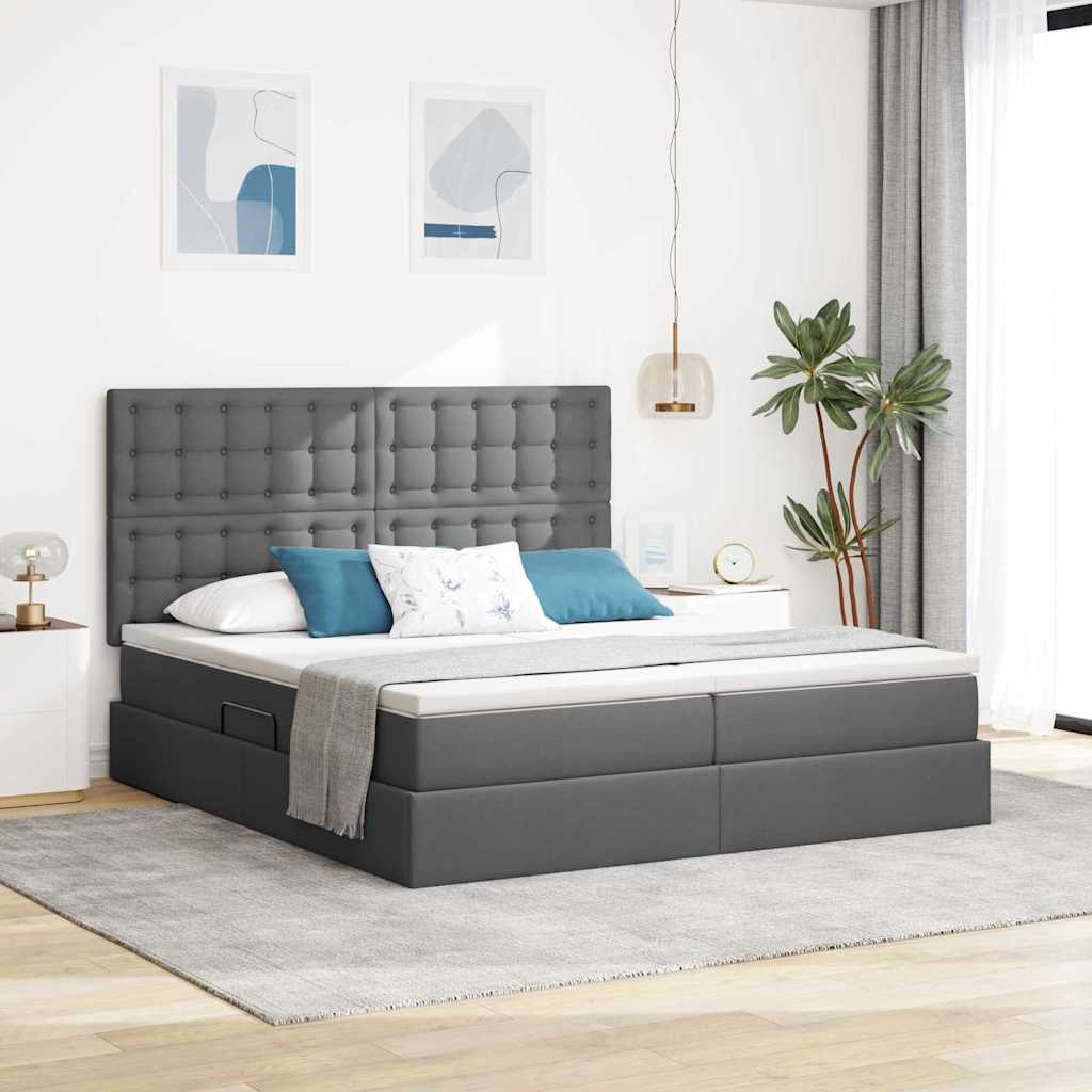 Opslag bed met hoofdeinde Donkergrijs 180 x 200 cm Nep Leer is nu te koop bij PeponiXL, paradijselijk wonen!