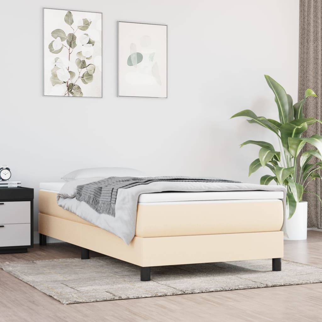 Boxspring met matras stof crèmekleurig 90x200 cm is nu te koop bij PeponiXL, paradijselijk wonen!
