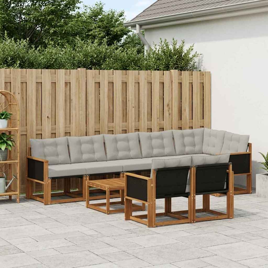 Buiten bankenset met kussen 9 pcs Naturel en lichtgrijs is nu te koop bij PeponiXL, paradijselijk wonen!