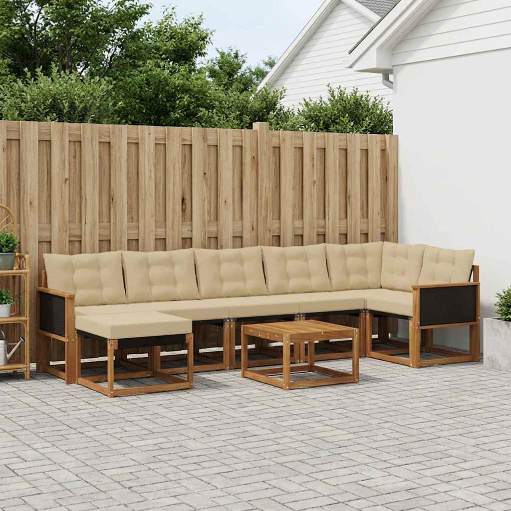 Buiten bankenset met kussen 8 pcs Natuurlijk en Beige is nu te koop bij PeponiXL, paradijselijk wonen!