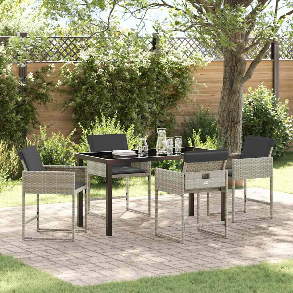Tuin eettafelset 5 pcs Lichtgrijs poly rattan is nu te koop bij PeponiXL, paradijselijk wonen!