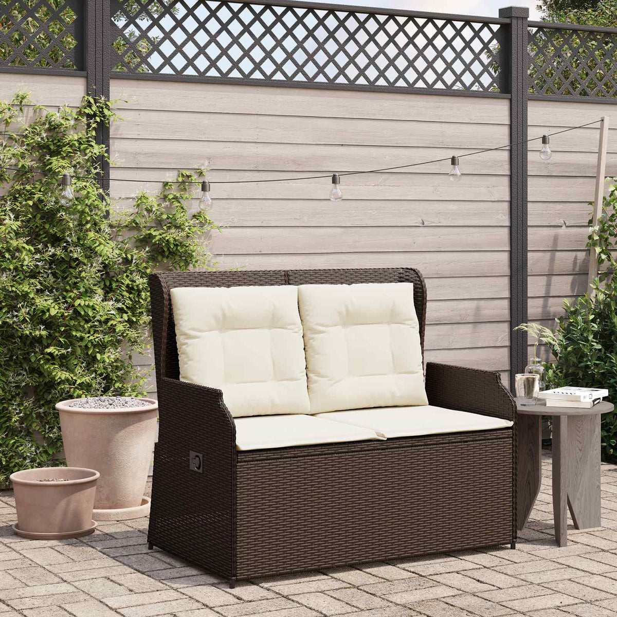 Tuinbank Bruin poly rattan is nu te koop bij PeponiXL, paradijselijk wonen!