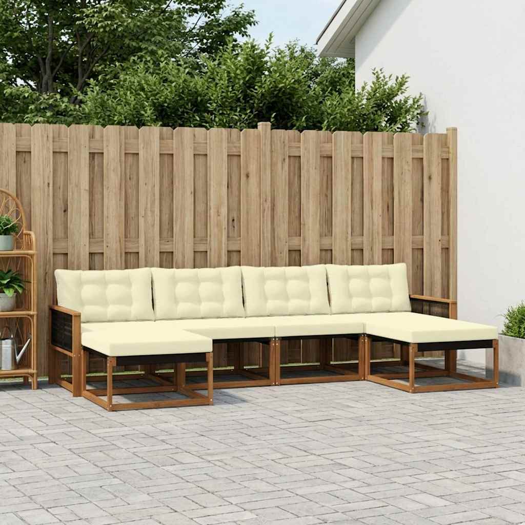 Buiten bankenset met kussen 6 pcs Natuurlijk en Crème is nu te koop bij PeponiXL, paradijselijk wonen!