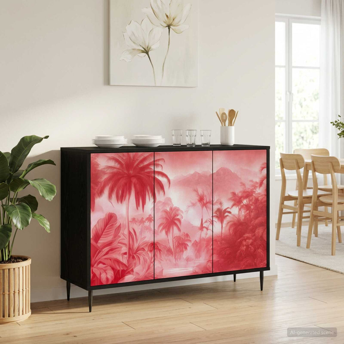 Dressoir AACHEN Zwart eiken 102 x 33 x 76 cm Bewerkt hout is nu te koop bij PeponiXL, paradijselijk wonen!