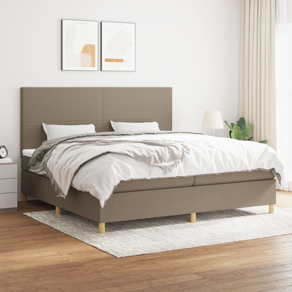 Boxspring met matras stof taupe 200x200 cm is nu te koop bij PeponiXL, paradijselijk wonen!