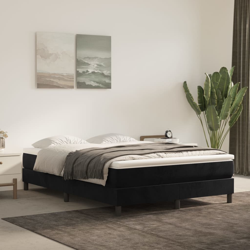 Boxspring met matras fluweel zwart 140x190 cm is nu te koop bij PeponiXL, paradijselijk wonen!