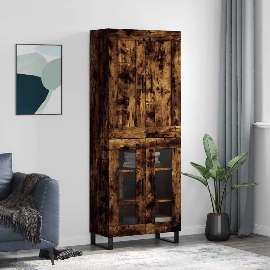 Hoge kast 69,5x34x180 cm bewerkt hout gerookt eikenkleurig is nu te koop bij PeponiXL, paradijselijk wonen!