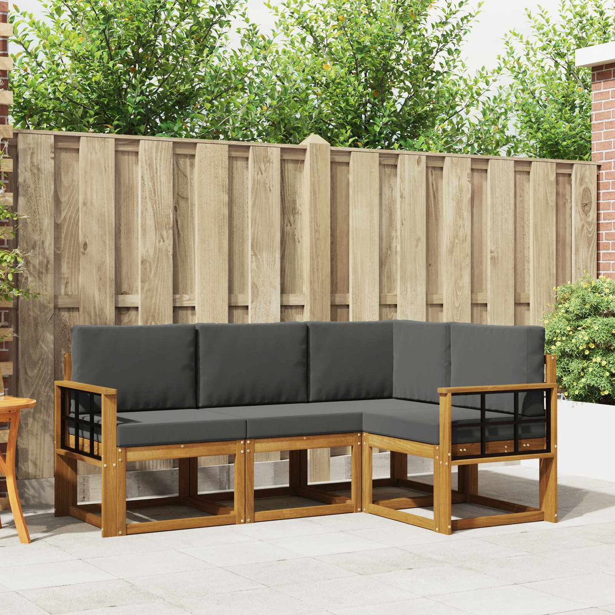 Buiten bankenset met kussen 4 pcs Natuurlijk en Antraciet is nu te koop bij PeponiXL, paradijselijk wonen!
