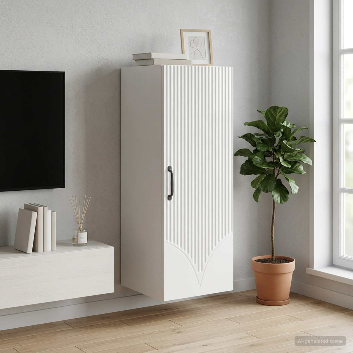 Wandkast Hoogglans Wit 33 x 34,5 x 90 cm Bewerkt hout is nu te koop bij PeponiXL, paradijselijk wonen!