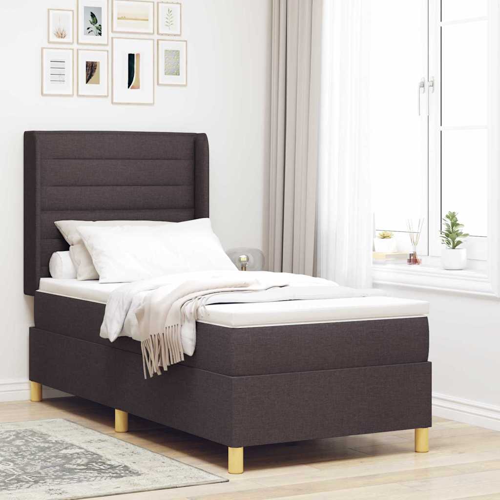 Boxspringbed met LED-stripverlichting Bruin 100 x 200 cm Stof is nu te koop bij PeponiXL, paradijselijk wonen!