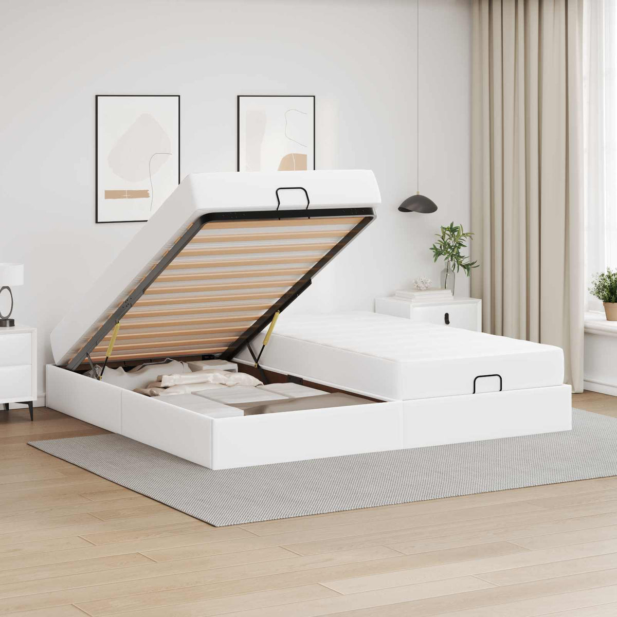 Bedframe met matras met matras 2 pcs Wit PVC is nu te koop bij PeponiXL, paradijselijk wonen!
