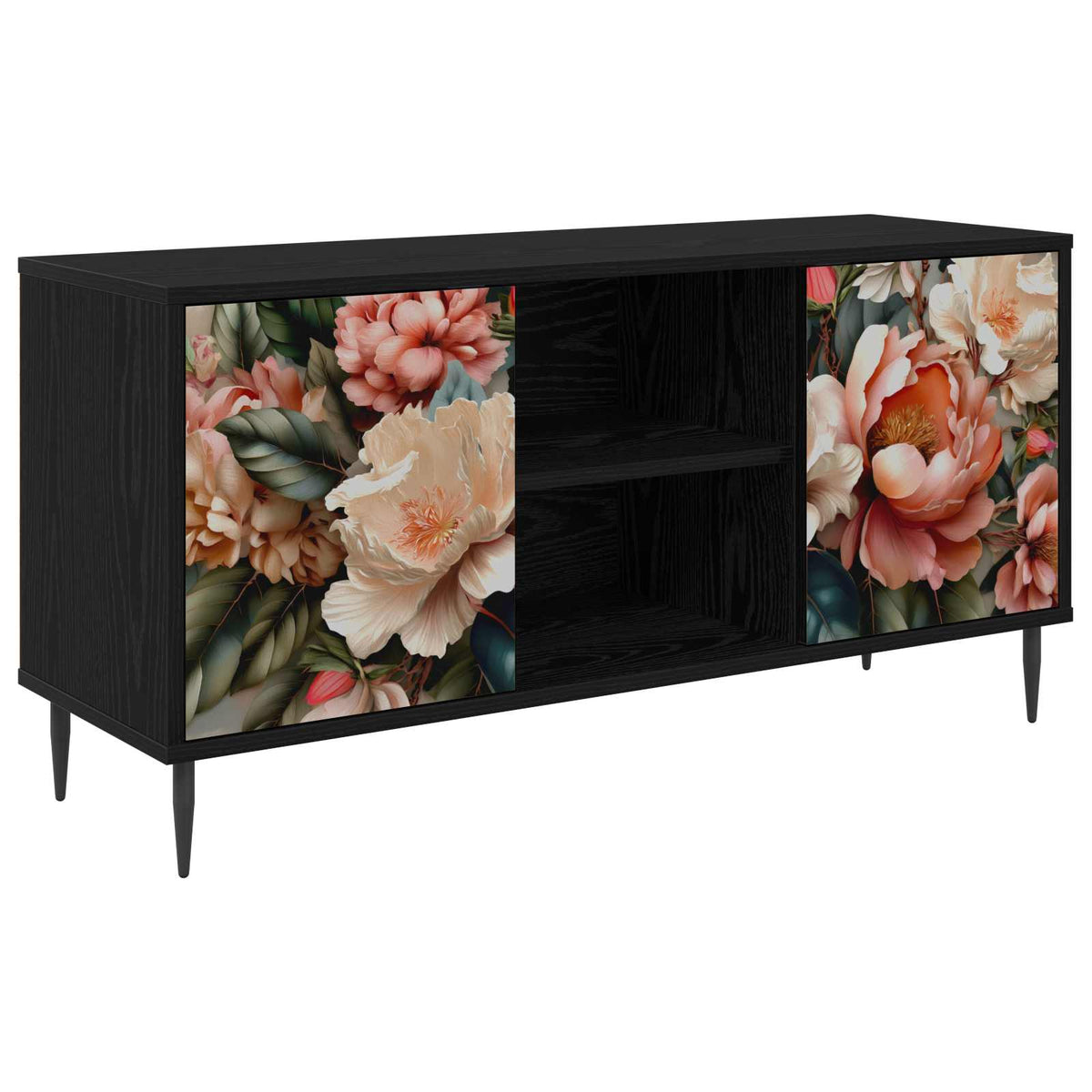 Tv-meubel BORNE 102 x 33 x 51 cm Zwart eiken Bewerkt hout is nu te koop bij PeponiXL, paradijselijk wonen!