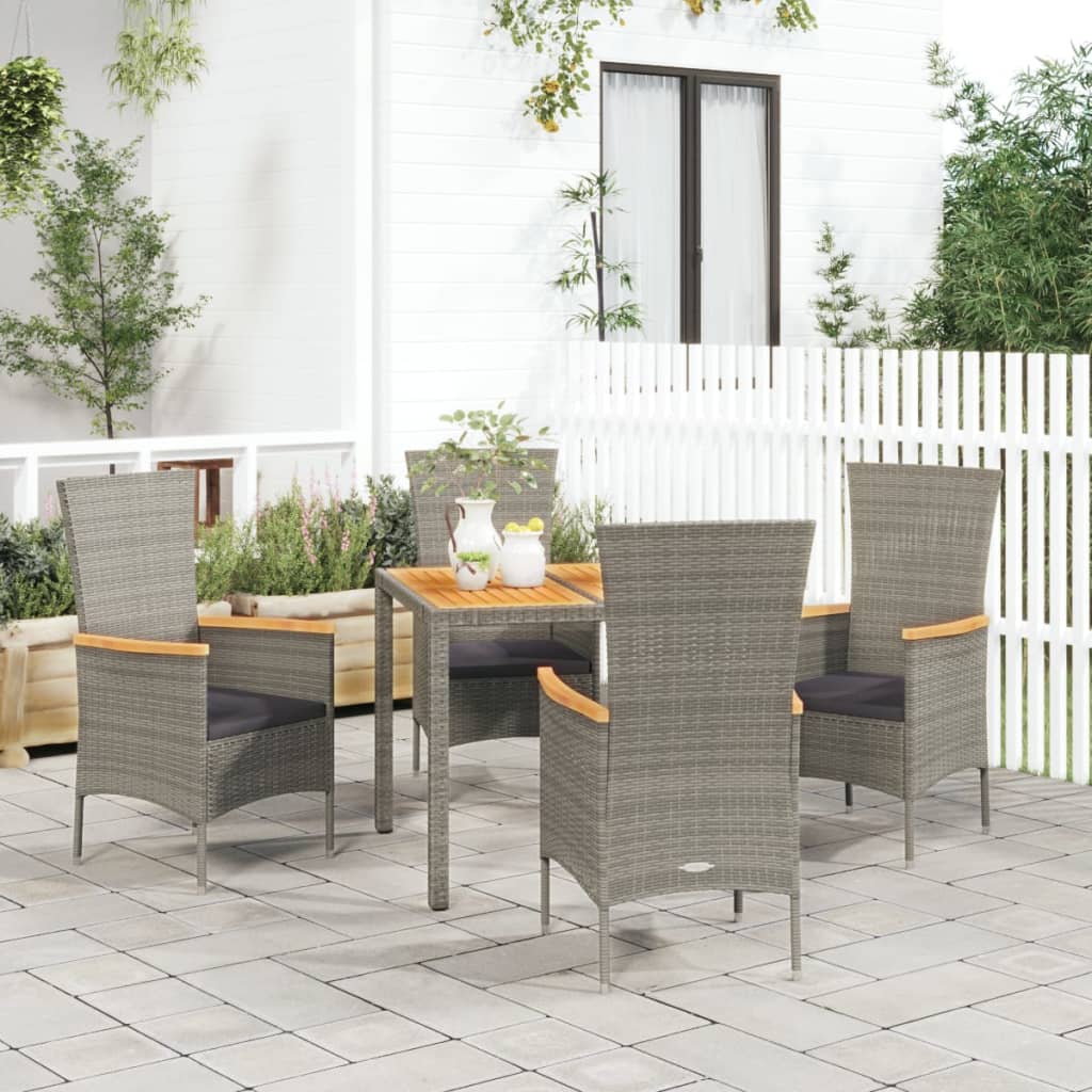5-delige Tuinset met kussens poly rattan grijs is nu te koop bij PeponiXL, paradijselijk wonen!