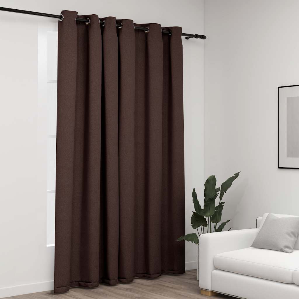 Gordijn linnen-look verduisterend met ogen 290x245 cm taupe is nu te koop bij PeponiXL, paradijselijk wonen!