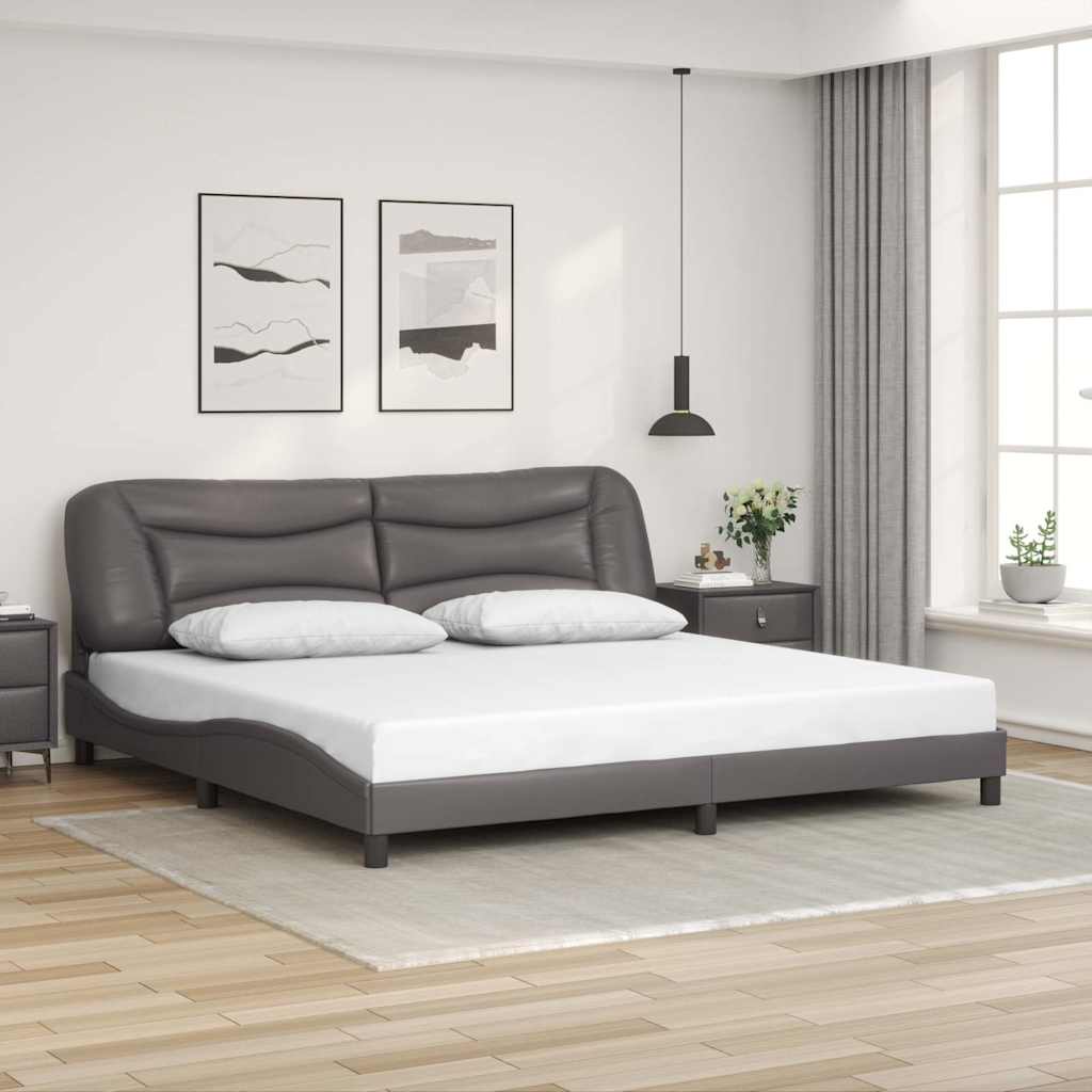 Bedframe zonder matras "Hvar" kunstleer grijs 200x200 cm is nu te koop bij PeponiXL, paradijselijk wonen!