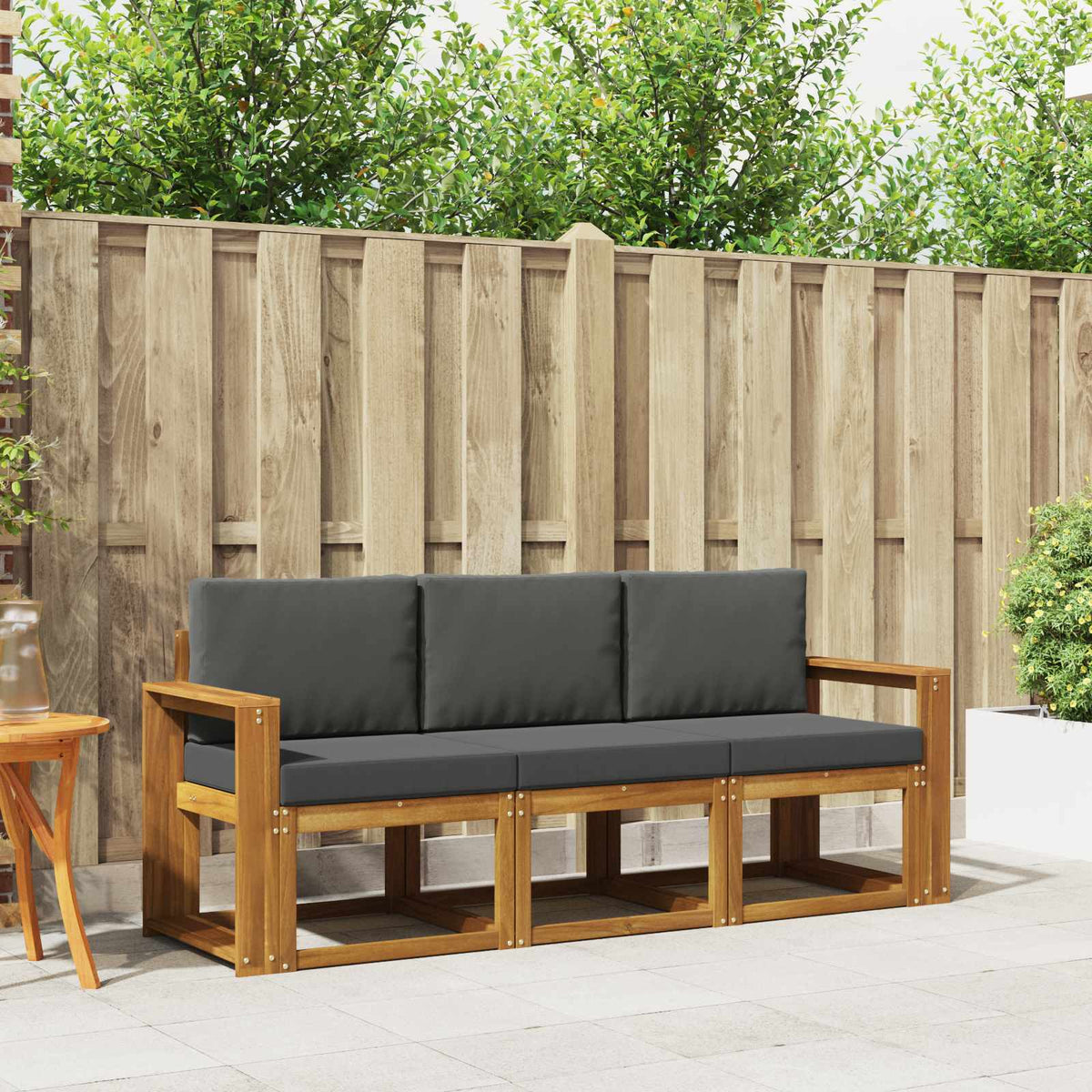 Buiten bankenset met kussen 3 pcs Natuurlijk en Antraciet is nu te koop bij PeponiXL, paradijselijk wonen!
