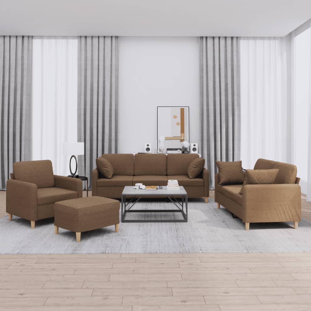 4-delige Loungeset met kussens stof bruin is nu te koop bij PeponiXL, paradijselijk wonen!