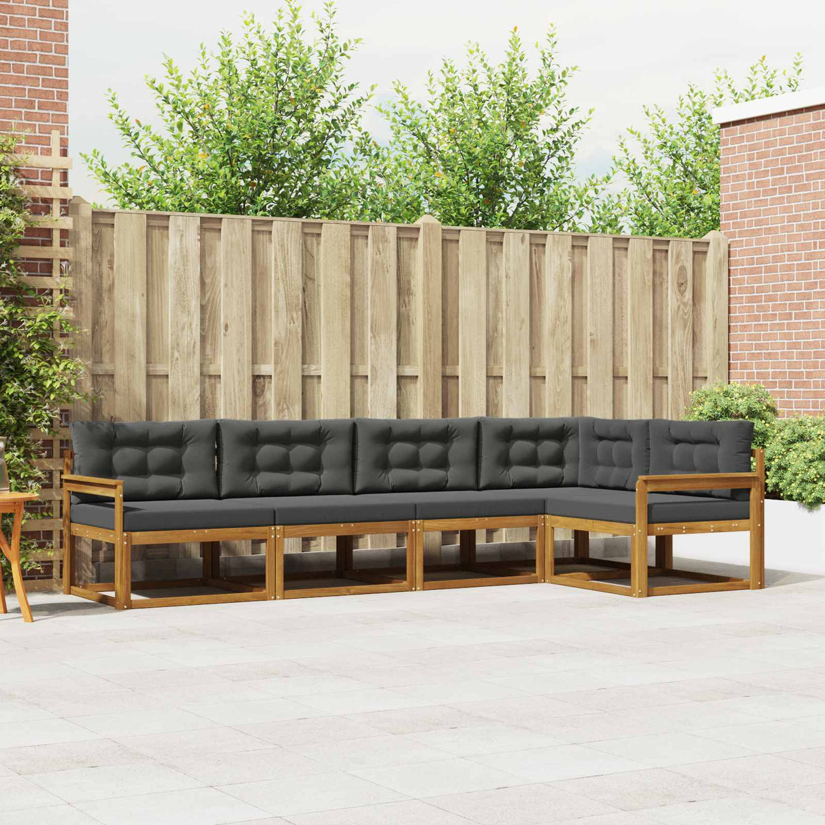 Buiten bankenset met kussen 5 pcs Natuurlijk en Antraciet is nu te koop bij PeponiXL, paradijselijk wonen!
