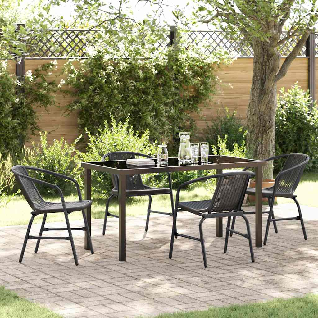Tuin eettafelset 5 pcs Zwart Gepoedercoat staal is nu te koop bij PeponiXL, paradijselijk wonen!