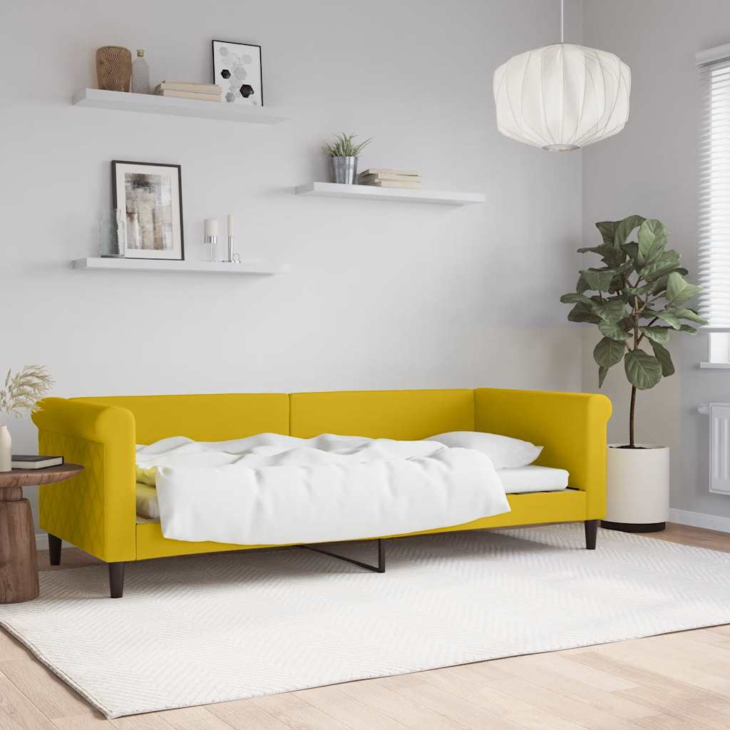 Slaapbank 80x200 cm fluweel geel is nu te koop bij PeponiXL, paradijselijk wonen!