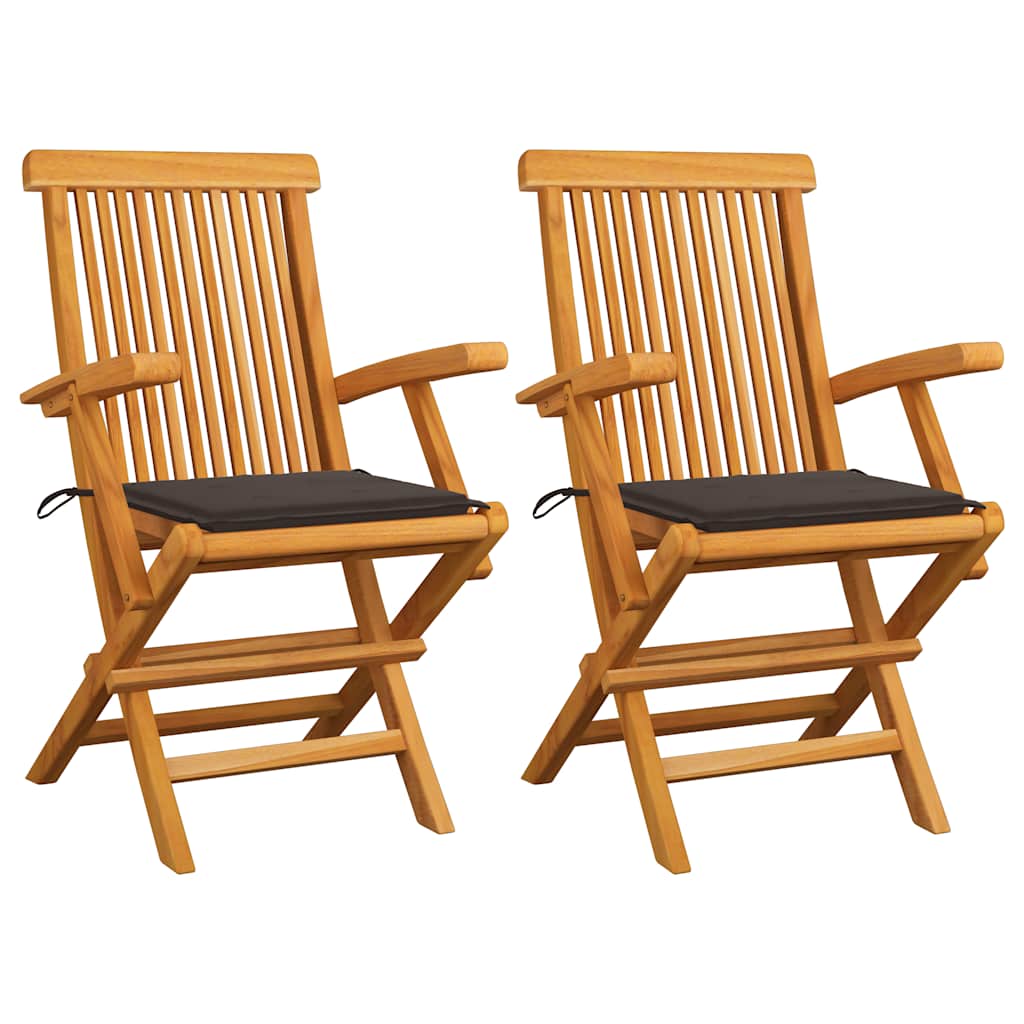 Tuinstoelen 2 st met taupe kussens massief teakhout is nu te koop bij PeponiXL, paradijselijk wonen!