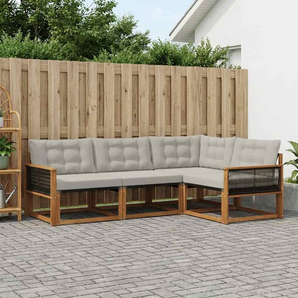 Buiten bankenset met kussen 4 pcs Naturel en lichtgrijs is nu te koop bij PeponiXL, paradijselijk wonen!