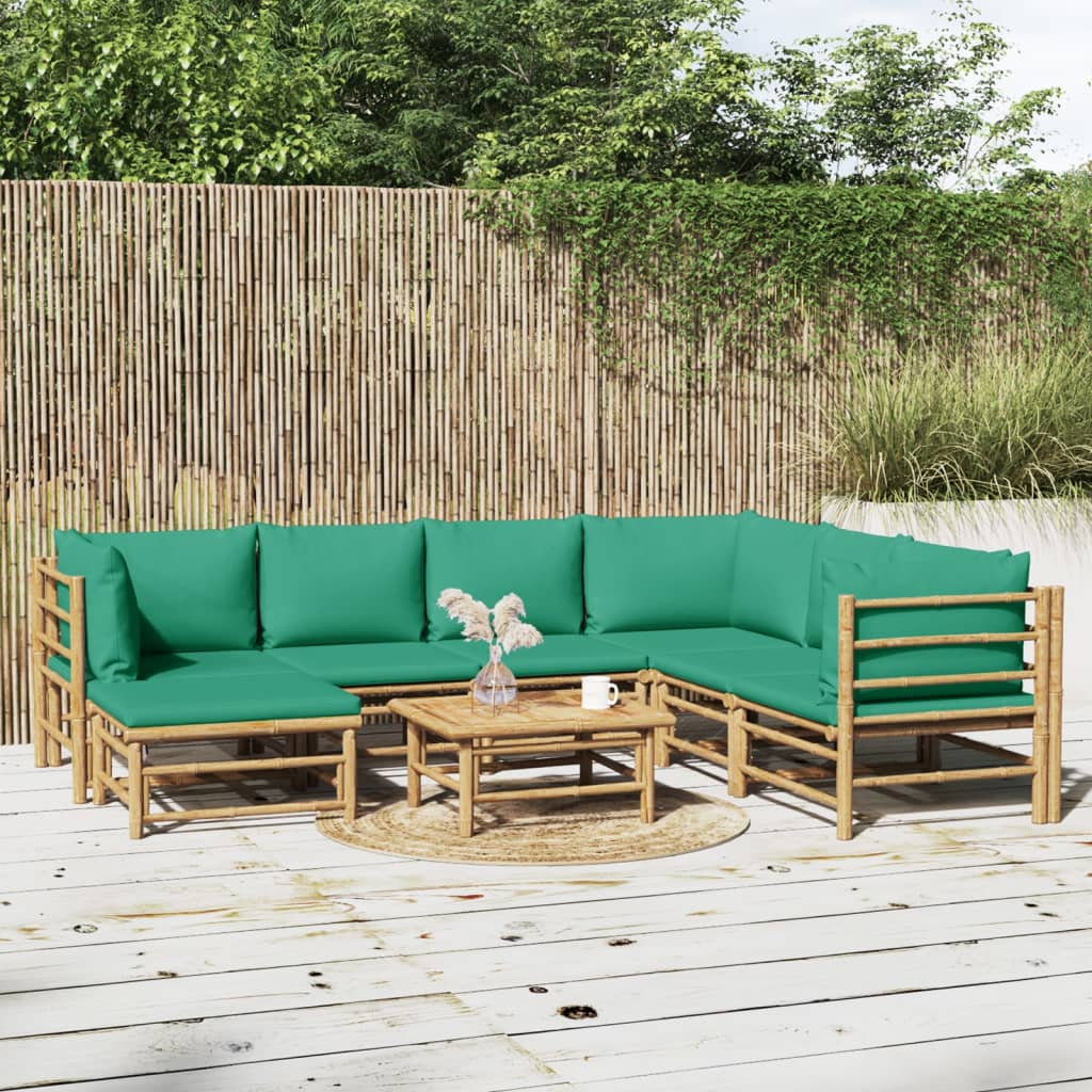 8-delige Loungeset met kussens bamboe groen is nu te koop bij PeponiXL, paradijselijk wonen!