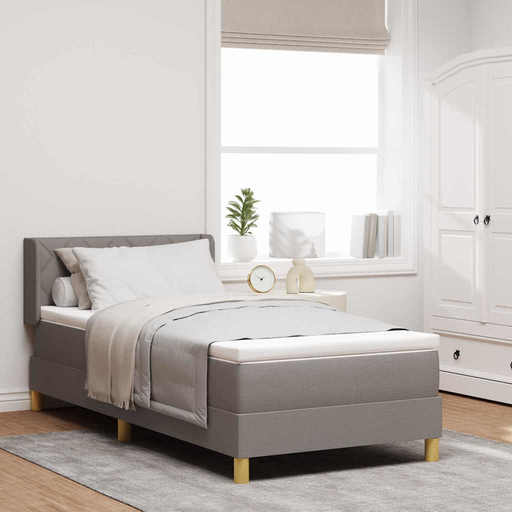 Boxspringbed met matras met hoofdeinde Taupe 200 x 90 cm Stof is nu te koop bij PeponiXL, paradijselijk wonen!