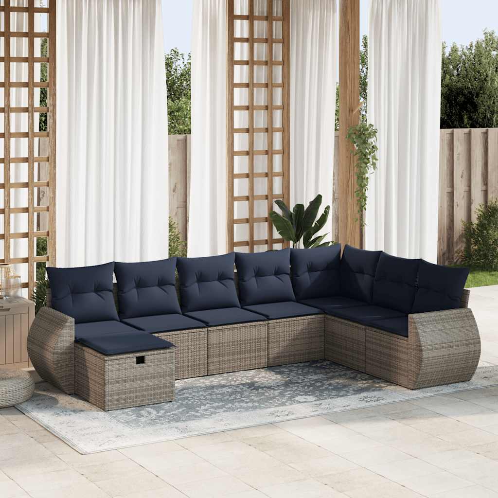 8-delige Loungeset met kussens poly rattan grijs is nu te koop bij PeponiXL, paradijselijk wonen!